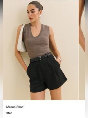 Reformation Mason High-Rise Tailored Black Women’s Shorts
